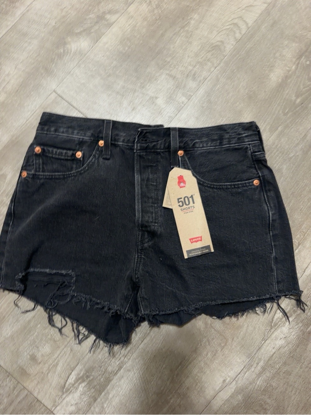 Levi's Black 501 Cutoff Denim Shorts